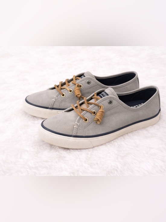 Sperry Shoes - Sperry Top-Sider Gray Canvas Sneakers Women’s Size 6 Casual Lace-Up Shoes